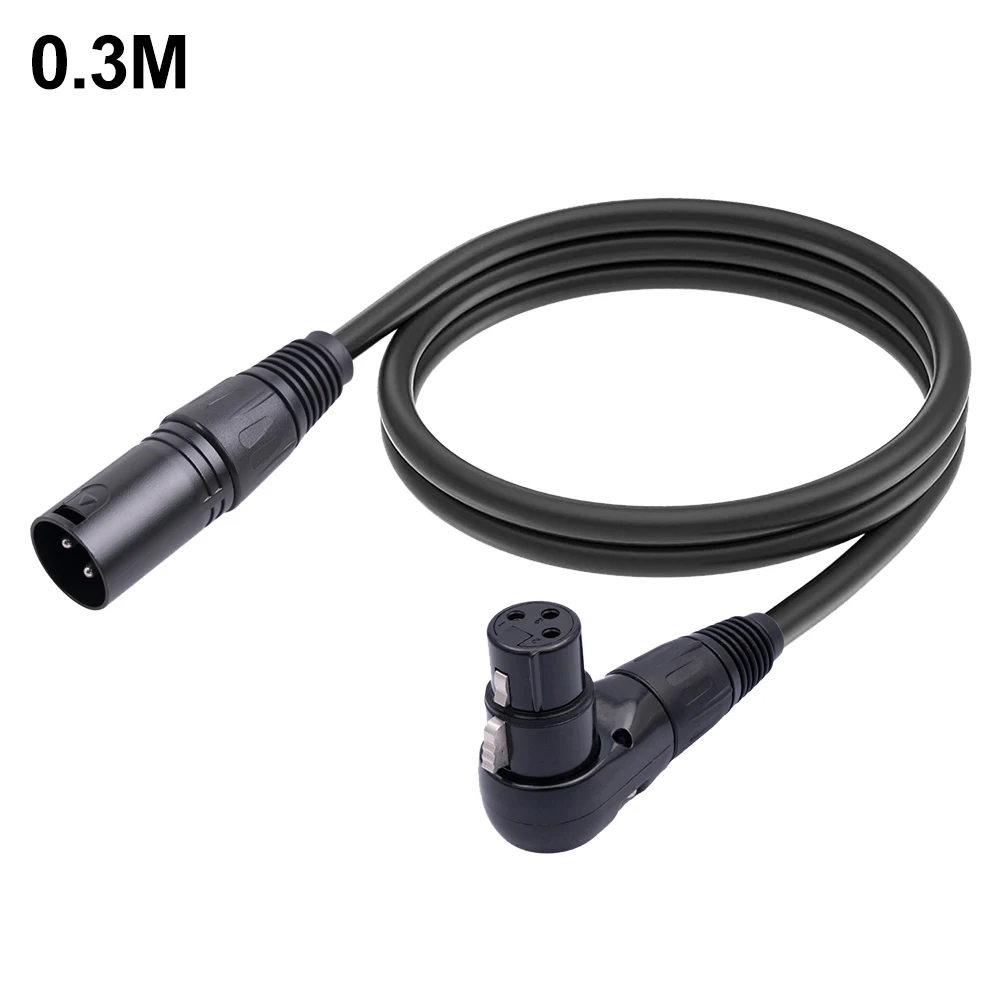 90 Degree XLR Female To Straight XLR Male 3-Pin Mic Connector 0.3/1/1.8M Audio Cable for Speaker Recording Studio Mic Mixer