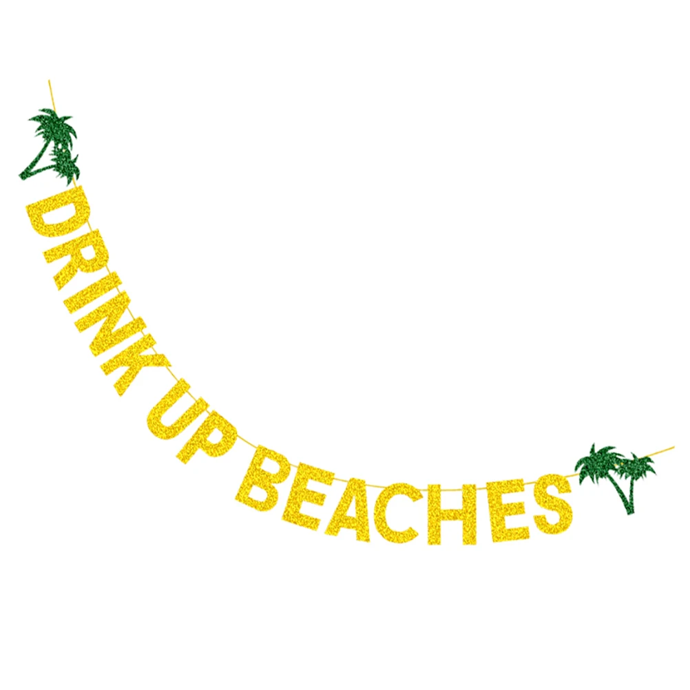 

Coconut Tree Decoration Hawaiian Party Banner Stylish Pull Flag Unique Beach Theme Photo Prop Creative Letter Design Matching