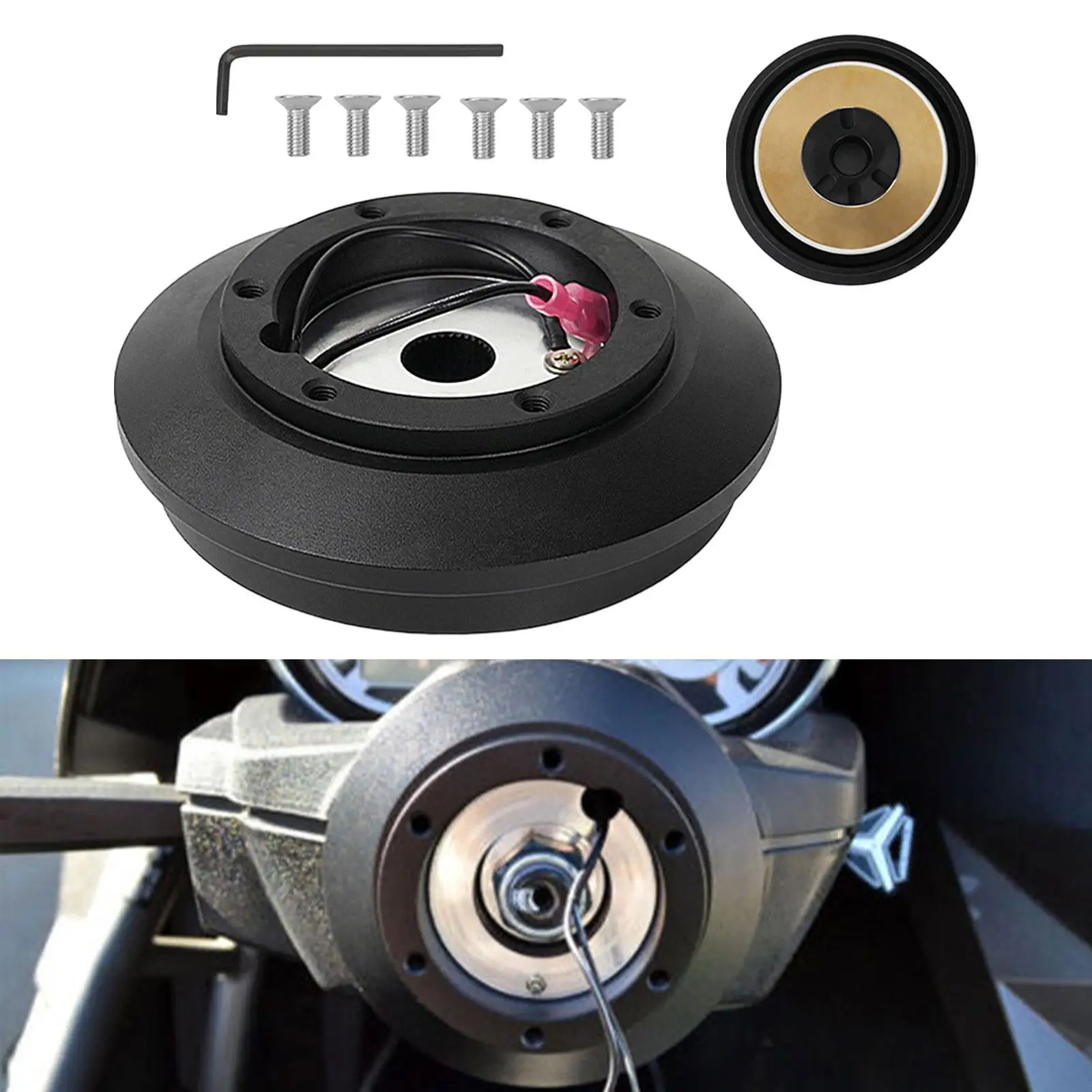 

Steering Wheel Hub Adapter Aluminum Alloy Black 121H Accessories Quick Release