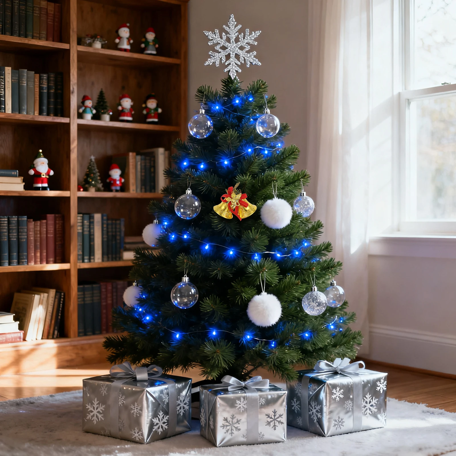 

8Pcs Christmas Bell Decorations Golden Plastic Mini Ornaments Red Bow Shatterproof for Xmas Tree Wreath Garland Holiday Accents