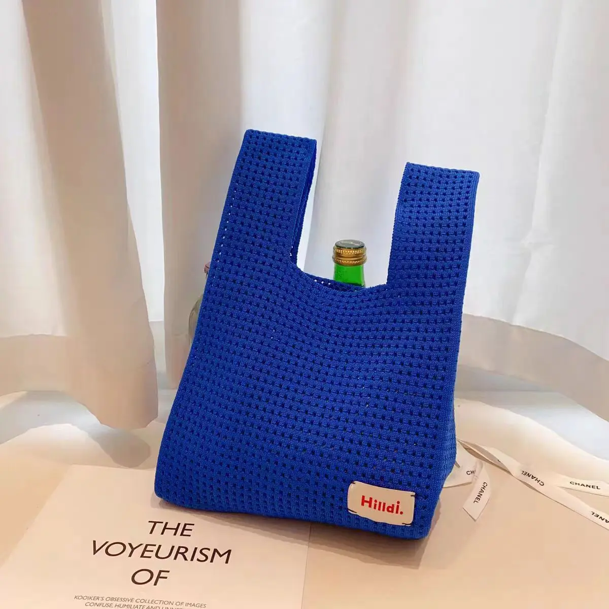 Damen 2026 Vintage Henkeltaschen – Schlichte, hohl gestrickte Handtasche für Damen, Umhängetasche, Westentasche, offene Wolltasche, lässige Einkaufstasche – Detail 4