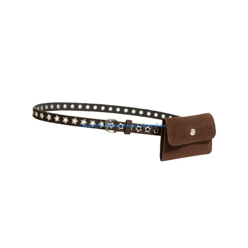 E56A Women Fashion Accessory Waist Bag Belt with Small Wallet Adjustable Waist Pack