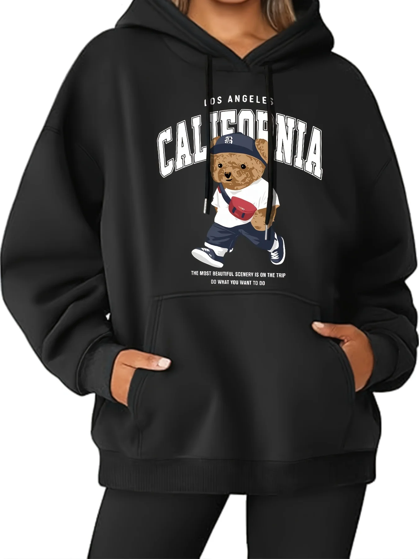 

Cartoon Bear Graphic Printing Autumn and Winter Cotton Hoodie for Men and Women Leisure Outdoor Street Sports Training Brand