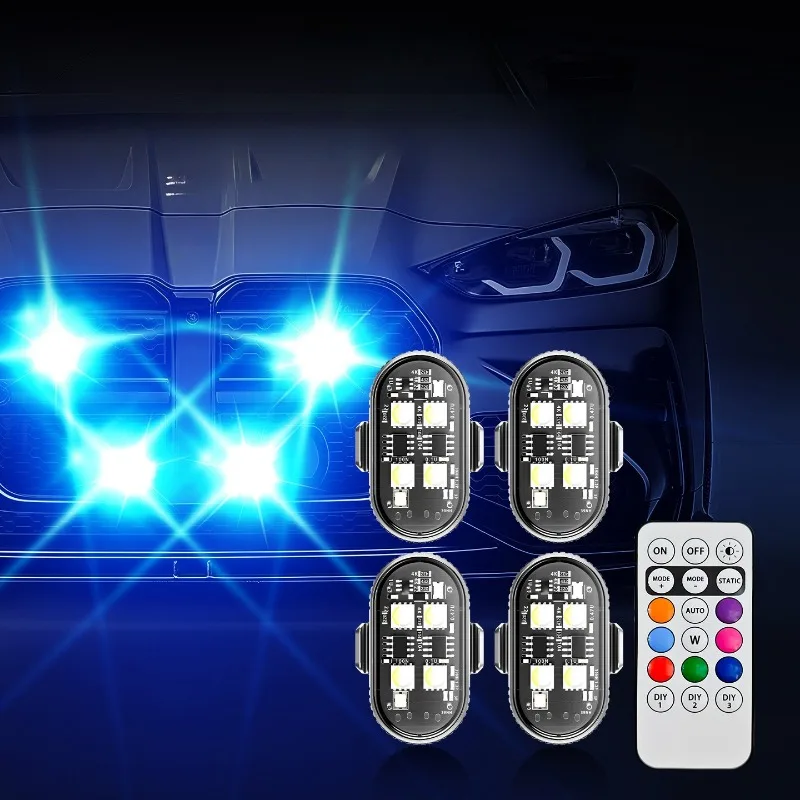 For Bike Car Drone 7-Color Wireless Remote Rechargeable Aircraft Warning Lamp Night Riding Anti-Collision Safety Accessories