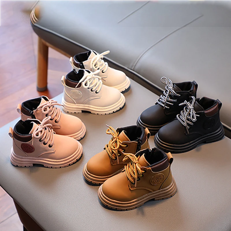 Fashion Childrens Boots 2024 Girls Baby Boots Shoes Boys Casual Little Yellow Short Boots Autumn Winter Kids Warm Shoes