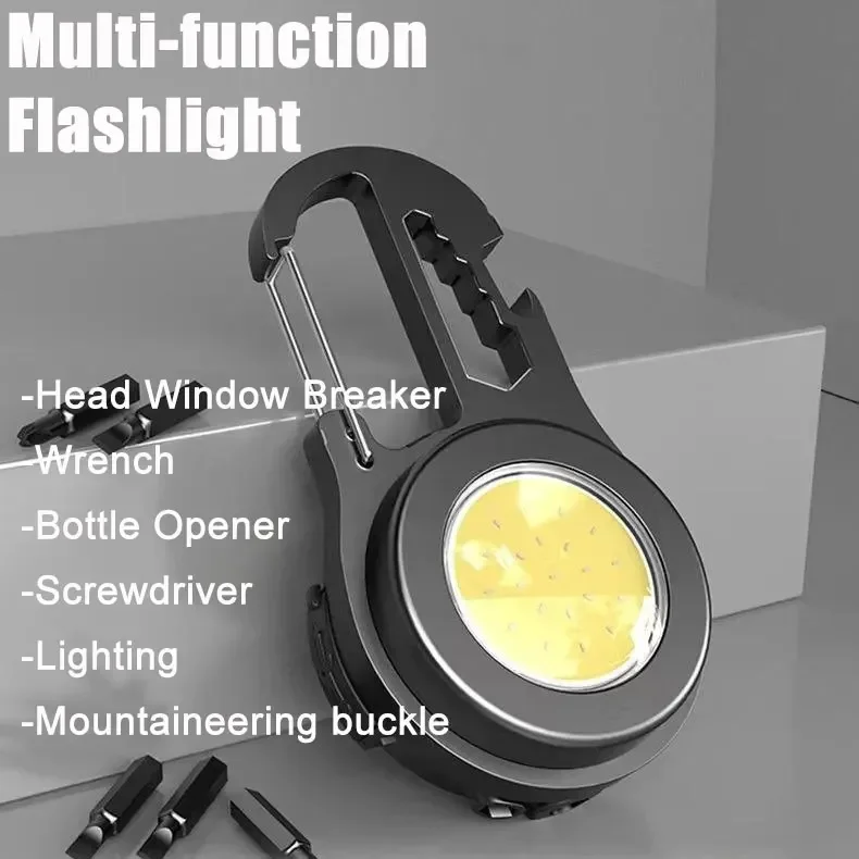 

Multi-function COB Key Flashlight with Screwdriver Strong Light Mini Keychain Light Portable Floodlight Outdoor Rechargeable