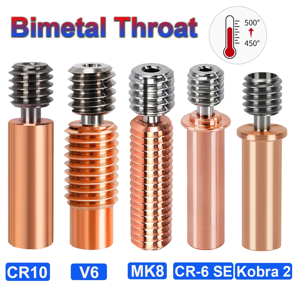 1/2pc Top Quality E3D V6 Throat 3D Printer Parts Bimetal Heatbreak For CR6 SE Kobra 2 /2 Neo/2Pro/2Max CR10 Hotend MK8 V6 Throat