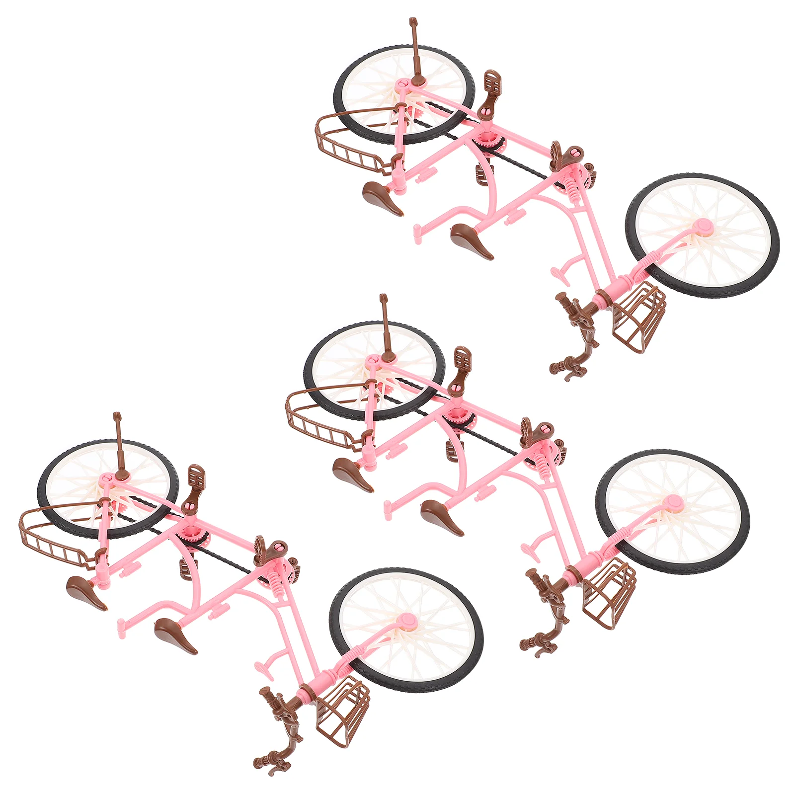 3 Pcs Miniature Toys Exquisite Bike Ornament Two-seater Bicycle Bikes Practical Adornment Delicate Pink