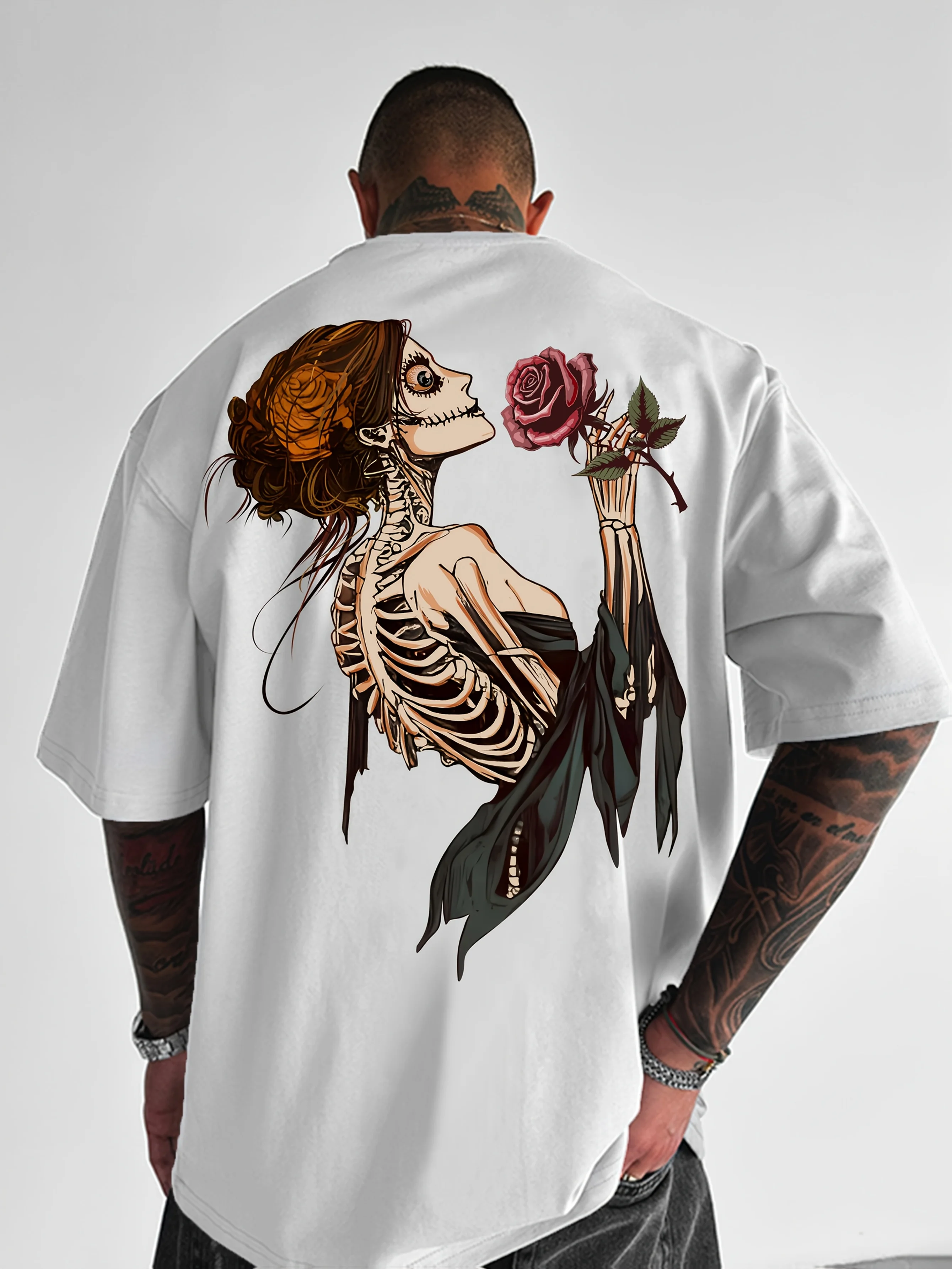 Featuring a Skull Lady Y2k Short Sleeves Classic shirt High-end Luxury personality Clothes New Model Year round clothing Couples