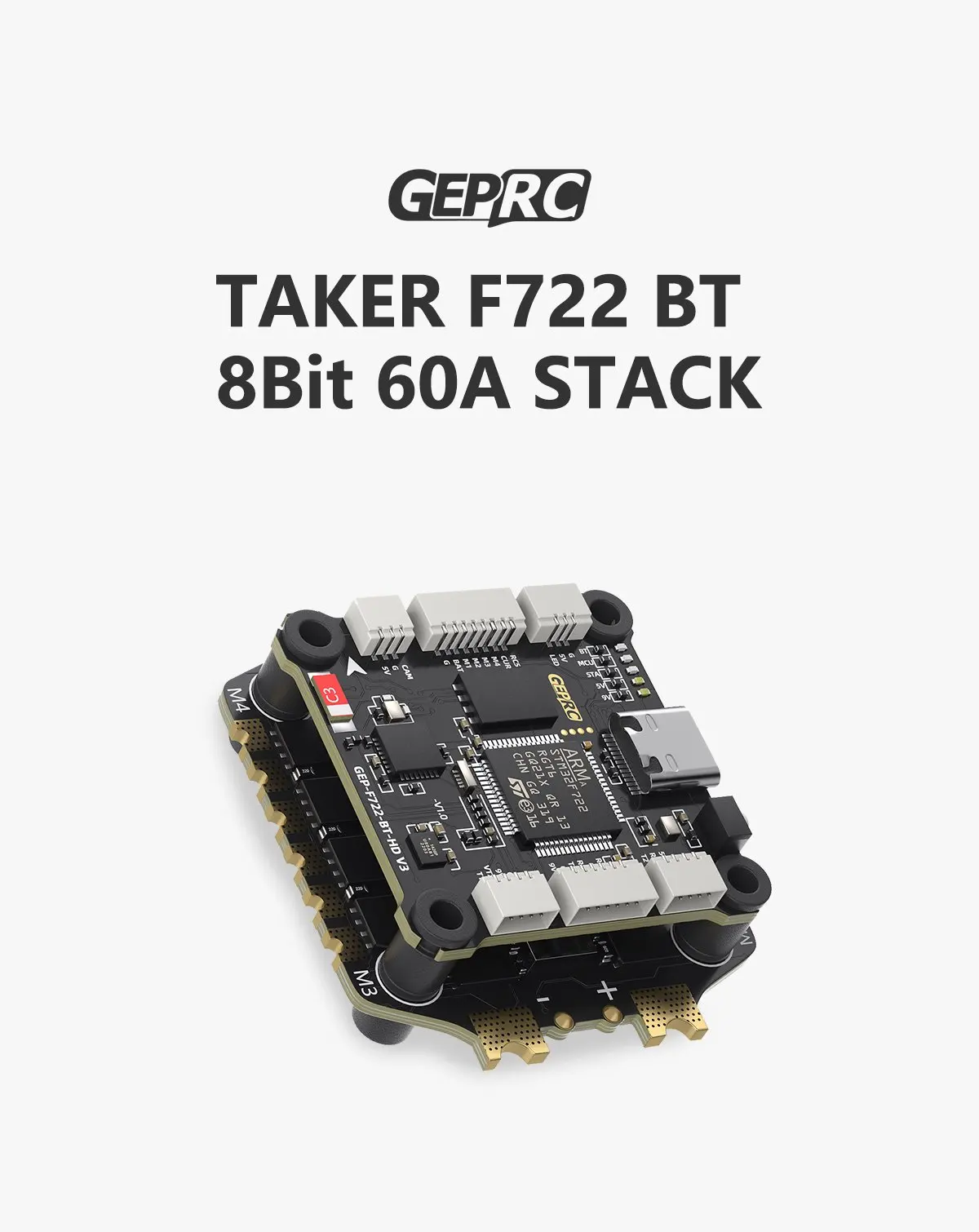 

TAKER F722 BT 8Bit 60A STACK с чипом STM32F722 и TAKER H60_BLS 60A 4IN1 ESC