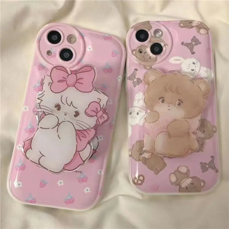 Butterfly Cat Rabbit Phone Case For iPhone 14 Plus 7 8 X XS XR 11 12 13 Pro Max Silicone Cases Cover With Holder