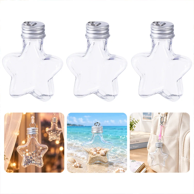 6/12/20Pcs Clear Star Bottles Refillable Mini Vials with Lids for DIY Craft Wish Bottle Wedding Table Decor Holiday Ornament TMZ