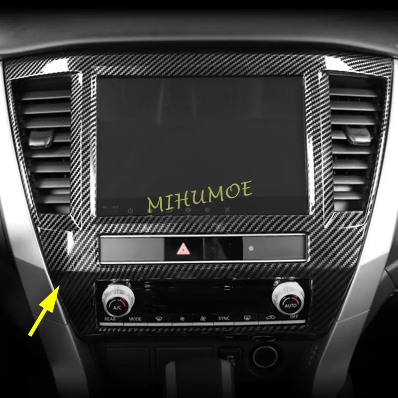 

Для Mitsubishi Pajero Montero Sport, центральная консоль из углеродного волокна, мультимедийная панель 2020-2025 годов, накладка 2024 2023 2022 2021