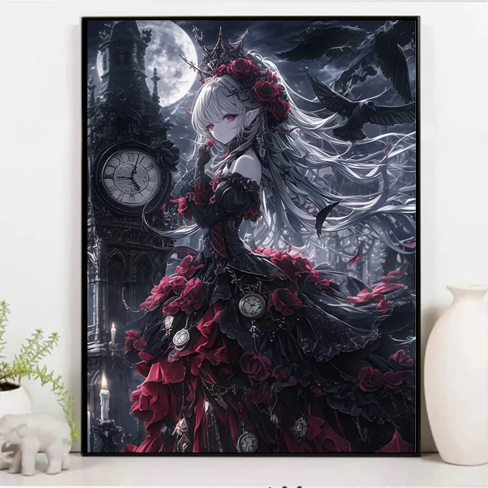 5D DIY Gothic Girl Diamond Painting Dark girl Full Square/Round Diamont Embroidery Mosaic Cross Stitch Home Decor Gift image 3