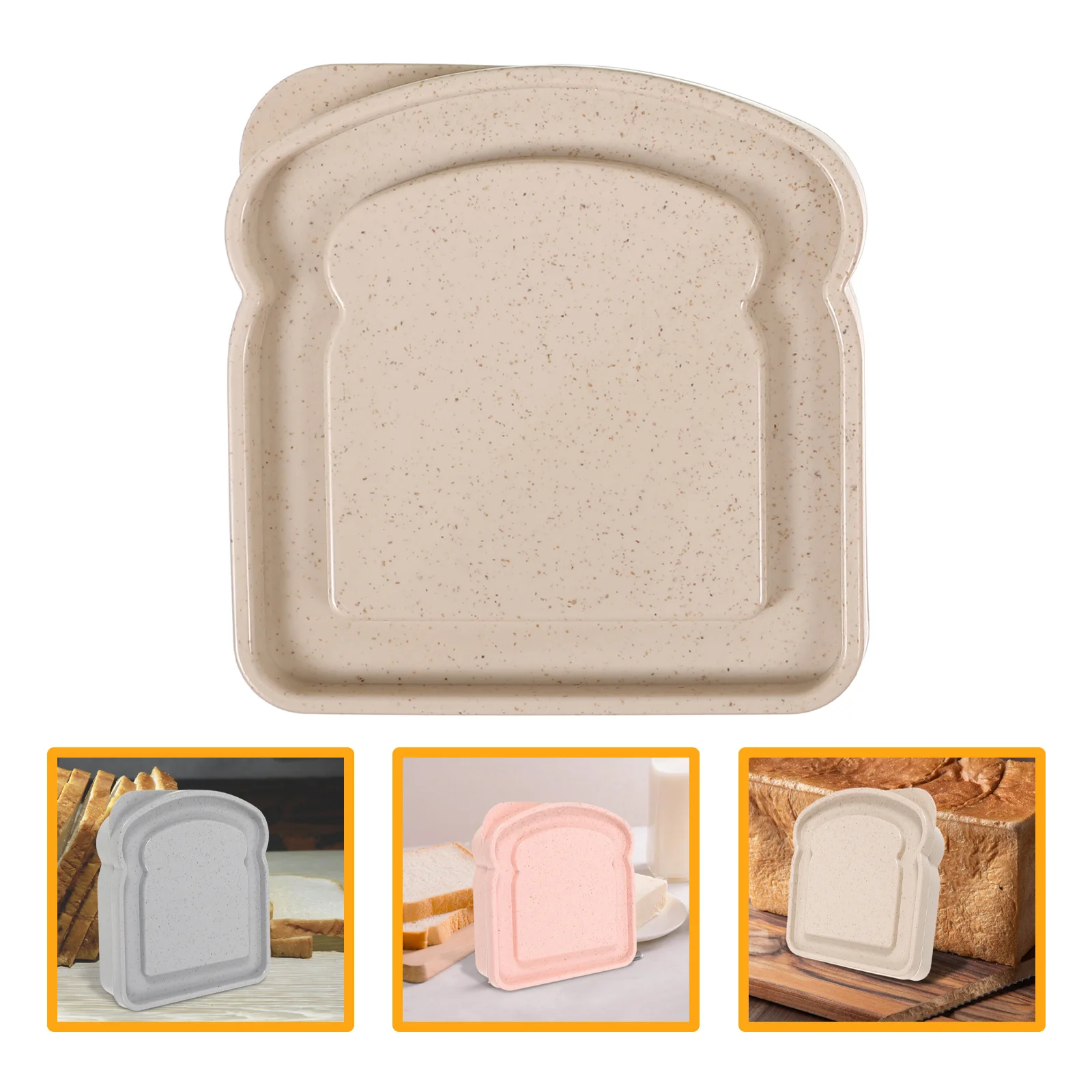 

4 Pcs Sandwich Box Sealed Container Bread ganizer Fruit Vegetable Dessert Snack Storage Green Gray Natural Safe