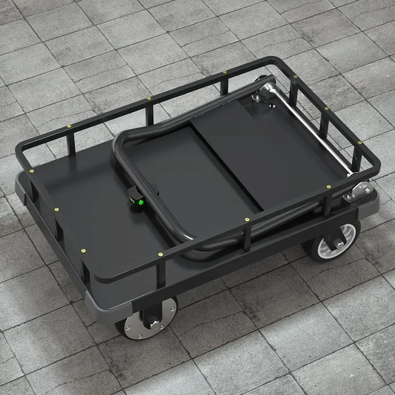 Electric Four-wheel Flatbed Handcart, Storage and Transportation, Detachable Battery, Handling and Traction,  Household use