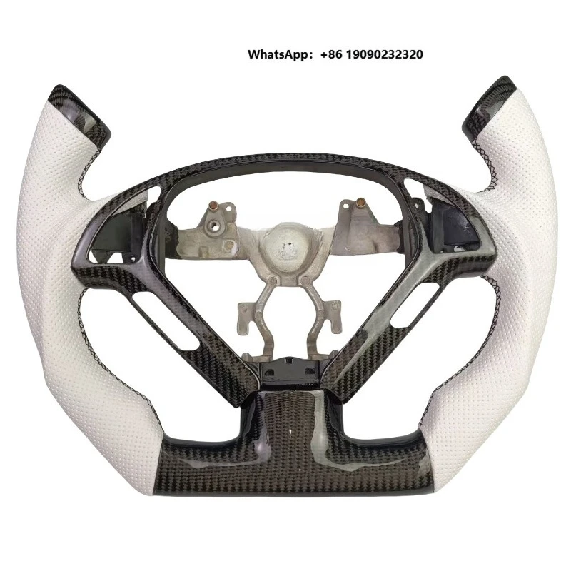 High-End Custom F1-Shape Carbon Fiber and Leather Steering Wheel Sport Style     Y002