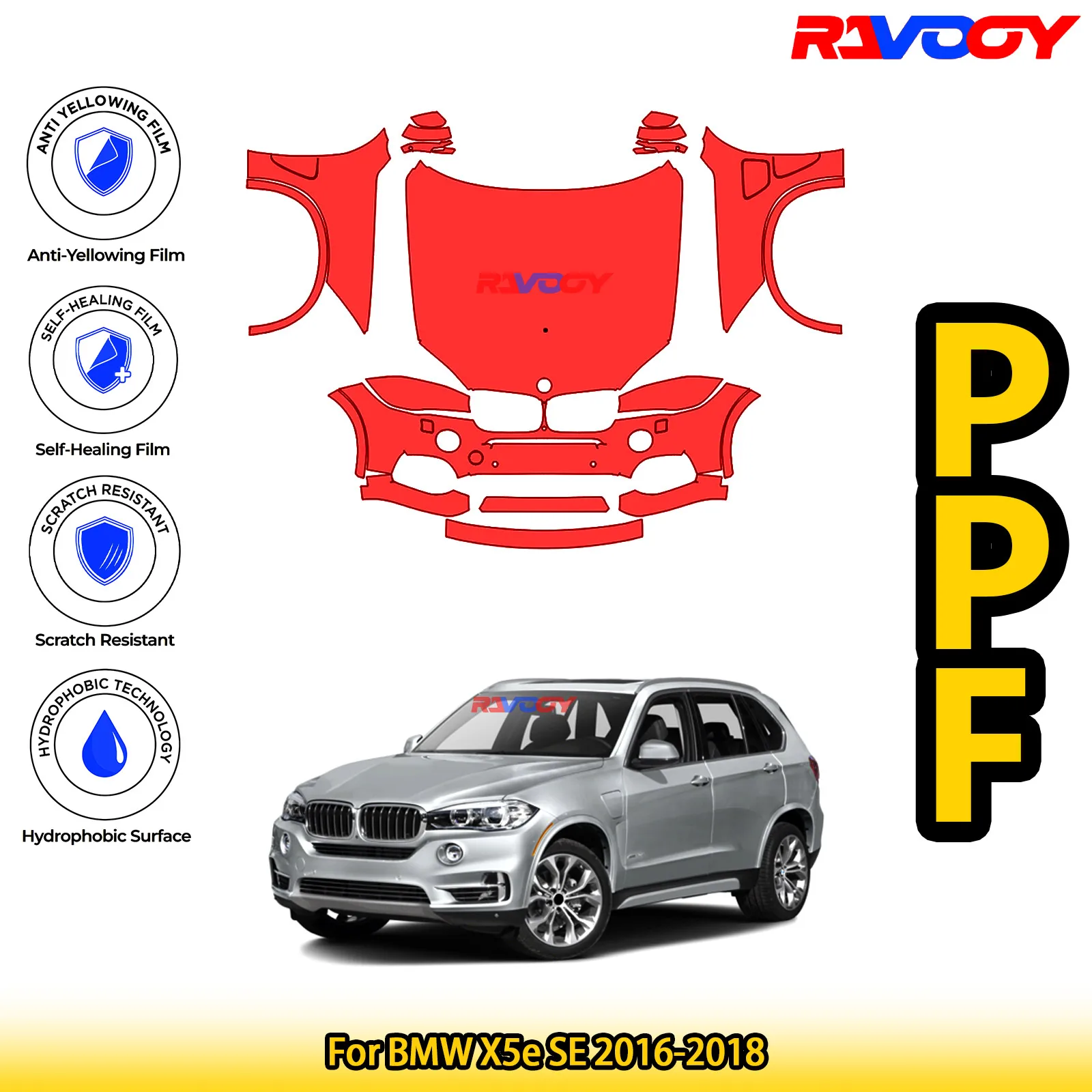 

Для BMW X5e SE 2016-2018 глянцевая матовая черная предварительно вырезанная передняя защитная пленка PPF комплект