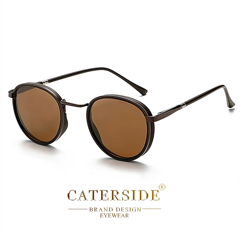 Caterside Retro Polarisierte Runde Sonnenbrille für Herren, Steampunk TR Metallrahmen Sonnenbrille für Damen, Fahren, Angeln, Party, UV400-Schutz – Detail 8