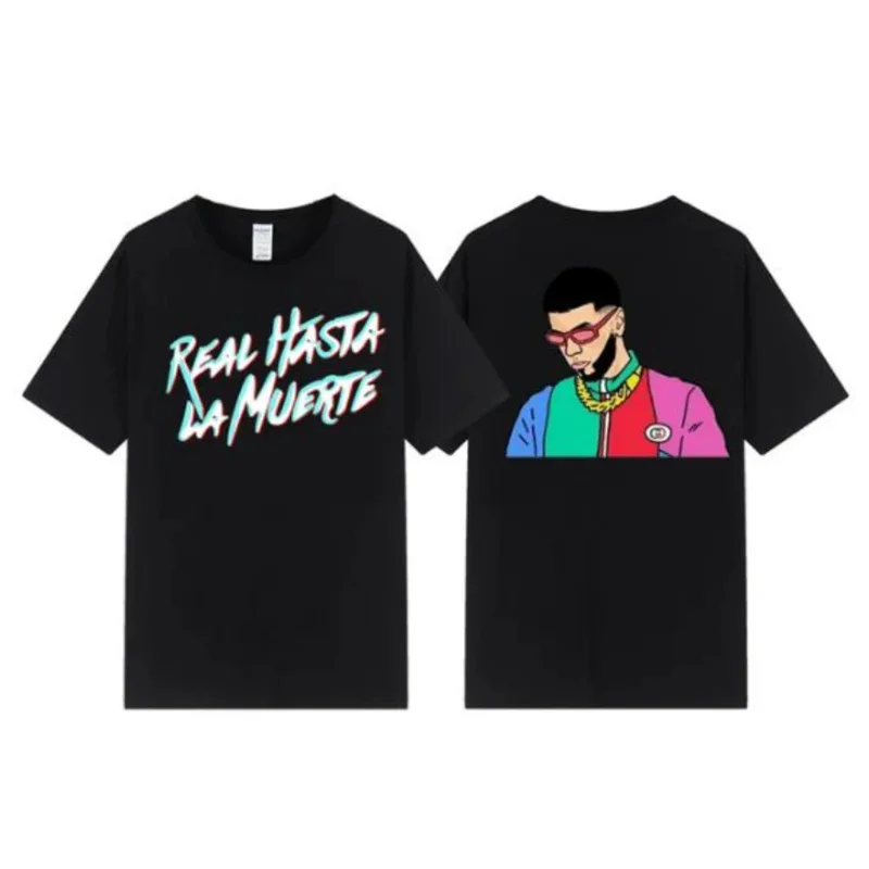 T-Shirt manches courtes col rond homme et femme, streetwear, humoristique, hip-hop, en coton, harajuku, anuel AA Real Hasta La Muerte