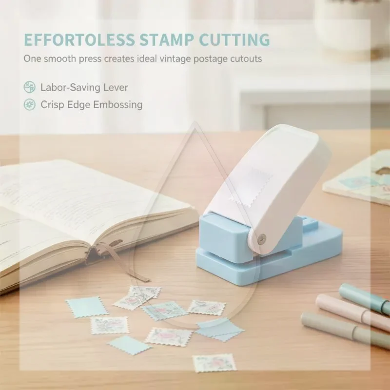 Portable Postage Stamp Shape Punch Sharp Cut Embossing Hole Puncher for DIY Sticker Making Junk Journal Page Decoration