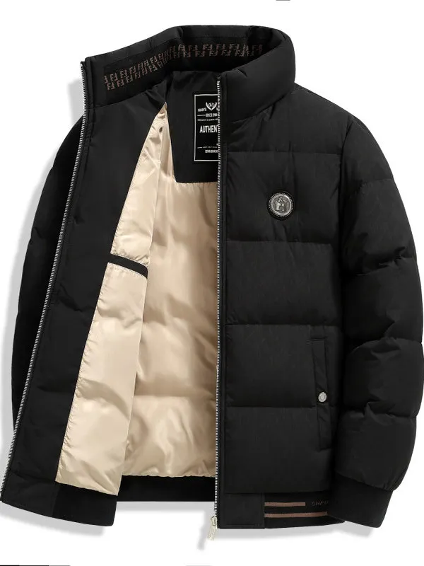

Men's Winter Thickened down Jacket Dad Clothes Short Casual Warm Outerwear Polyester Fiber Regular Fit Outdoor Daily Wear