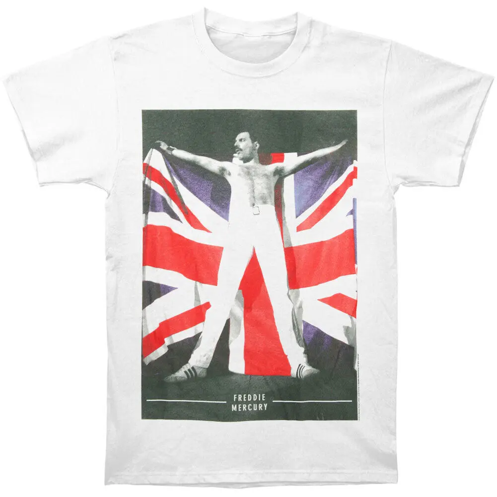 Men'S Queen Freddie Mercury Union Jack T Shirt X Large White