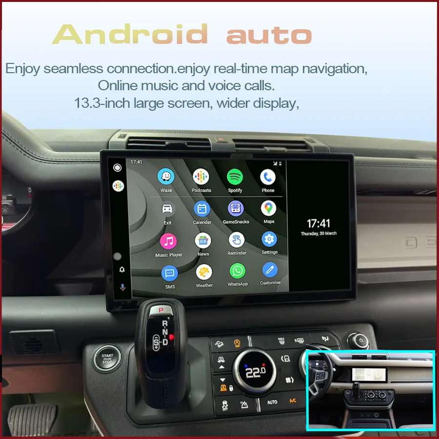 13.1 inch For 2020-2024 Land Rover Defender 90/110/130 L663 screen with high-definition resolution retains original functions