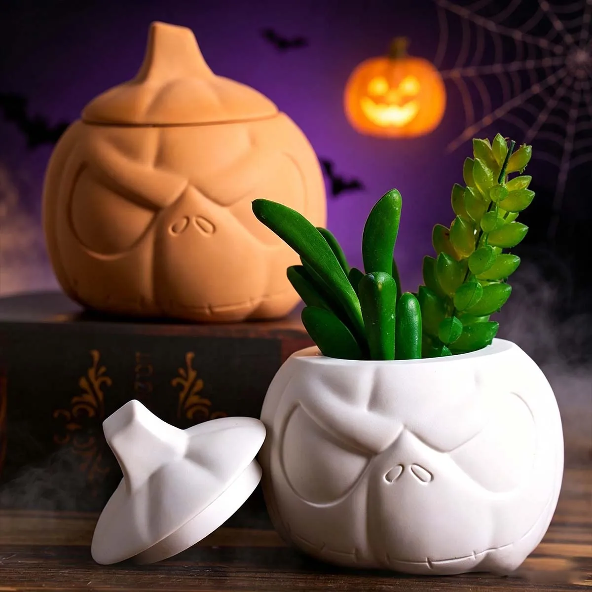 Ghost Face Candle Jar Silicone Mold DIY Vase Plaster Cement Resin Casting Molds for Home Jewelry Storage Box Decor Craft Supplie