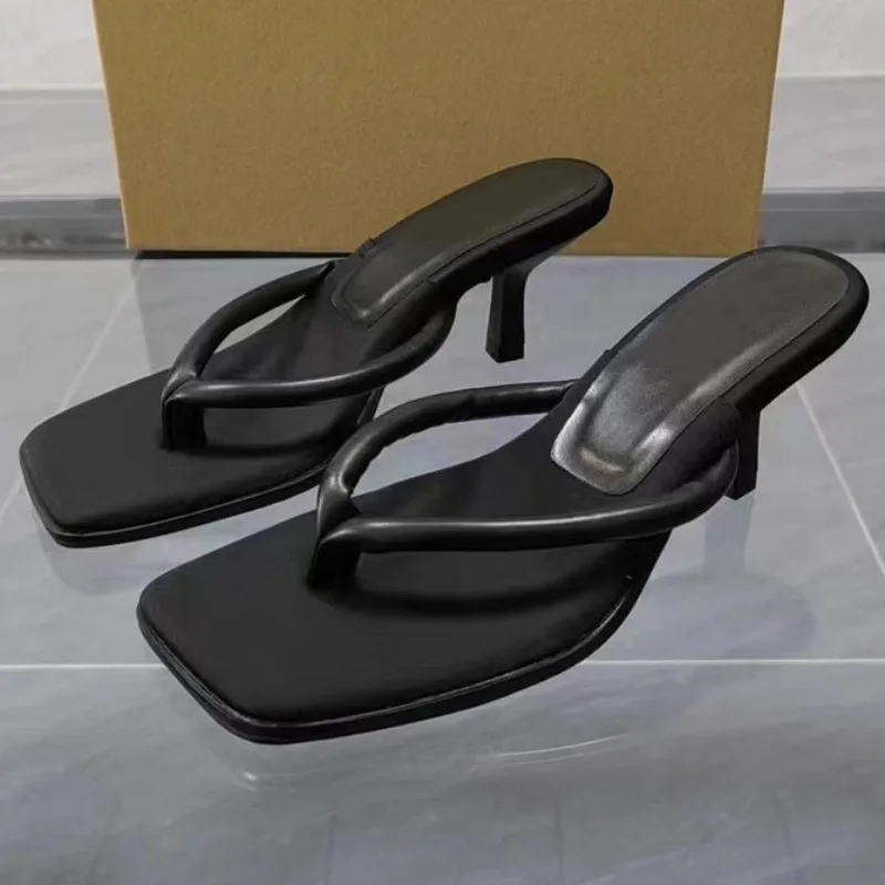 2024 Brand Summer Slippers Woman Shoes Fashion Designer Outside Non-slip Casual Large Size Black Ladies High Heels Flip Flops