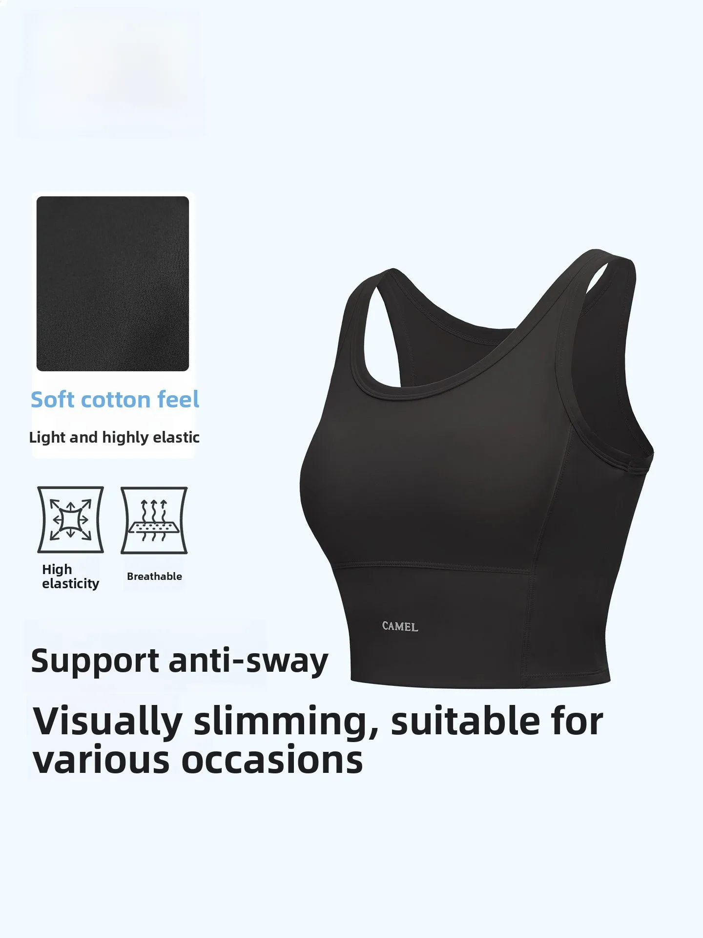 

Camel Yoga Sports Vest Women's Breathable Running oproof Gathered Bra Slimming Training Fitn Clothes Sport Vest