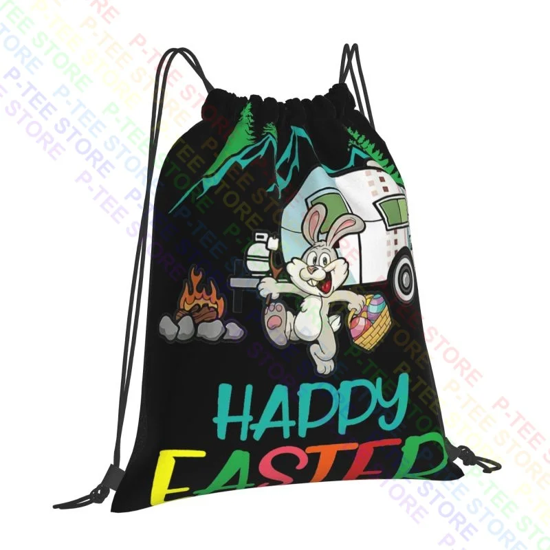 Camping Happy Easter Day Bunny Eggs Drawstring Bags Gym Bag Hot Beach Bag Gym Tote Bag Multi-function