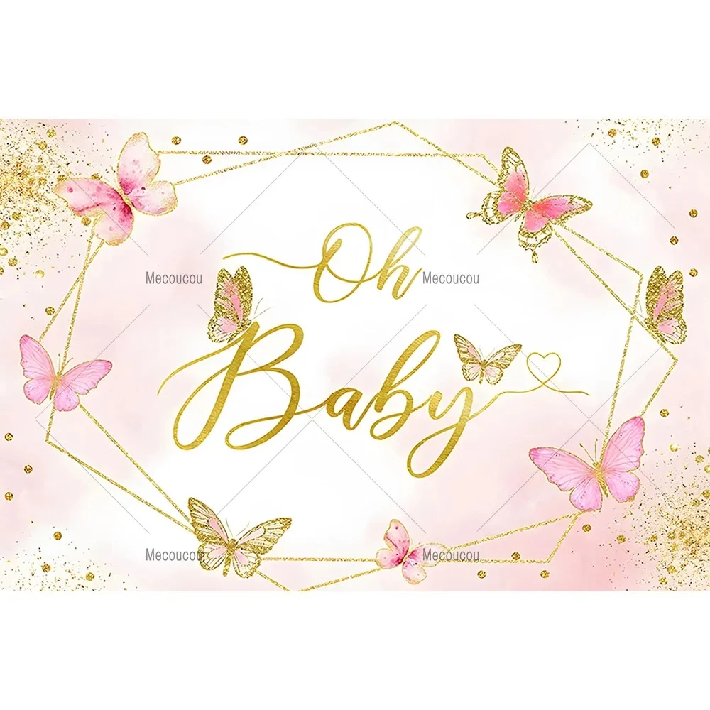 Flowers Butterfly Children Birthday Party Photographic Backdrop Custom Wall Tapestry Baby Pink Decoration Background