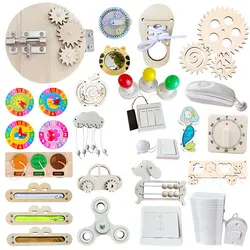 Baby Busy Board Accessories Montessori Wooden Busy Board DIY Parts Sensory Activity Toys Educational Learning for Children Gifts
