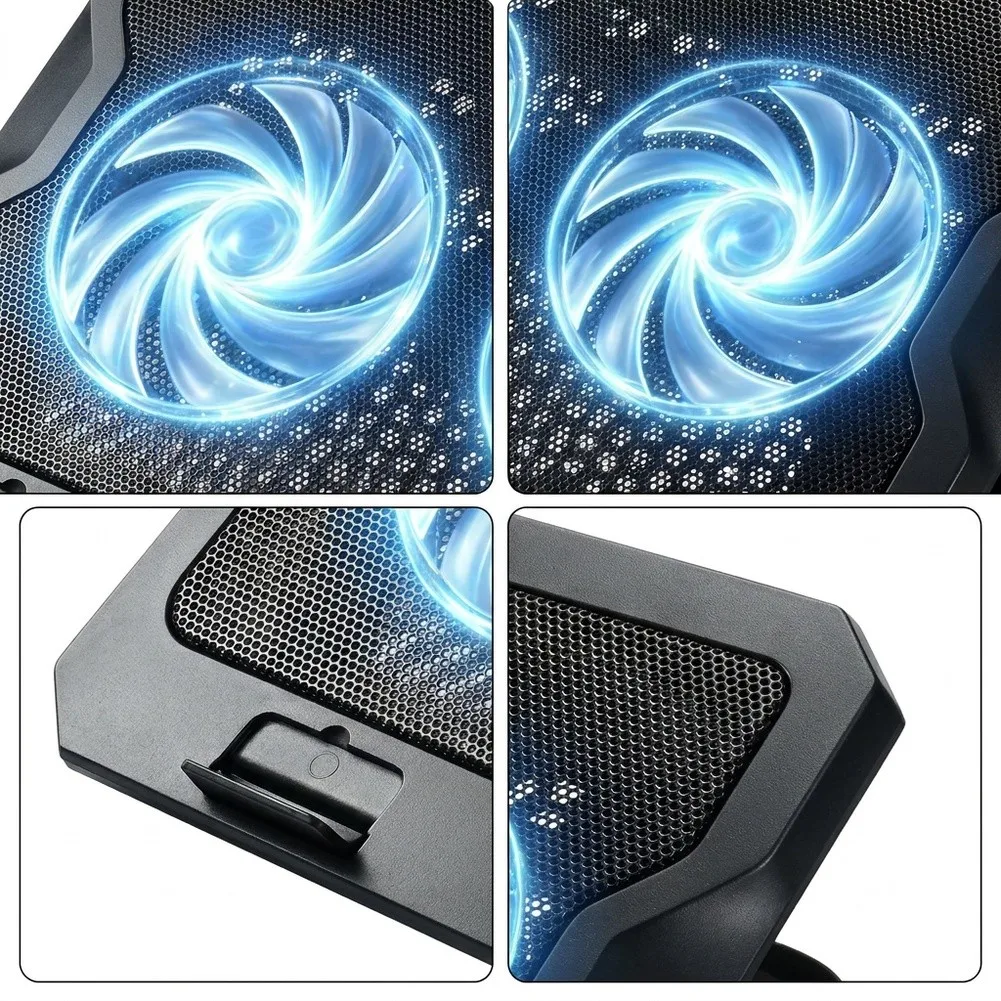 Cooling Pad 2 Fans For 13–18 Inch Laptops With  7 -Level Stand Silent Fans Replacement Parts Accessories