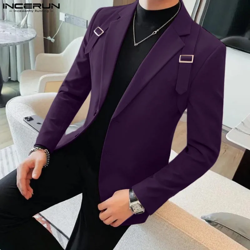 INCERUN Tops 2024 Korean Style Fashion New Men's Deconstruction Design Solid Suit Coat Casual Male City Walk Long Sleeved Blazer