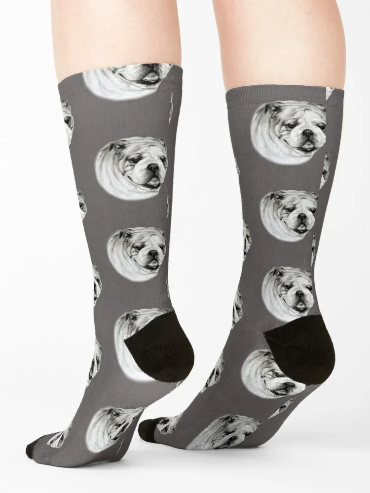 English Bulldog Portrait Socks basketball floor funny gifts custom sports Designer Man Socks Women's