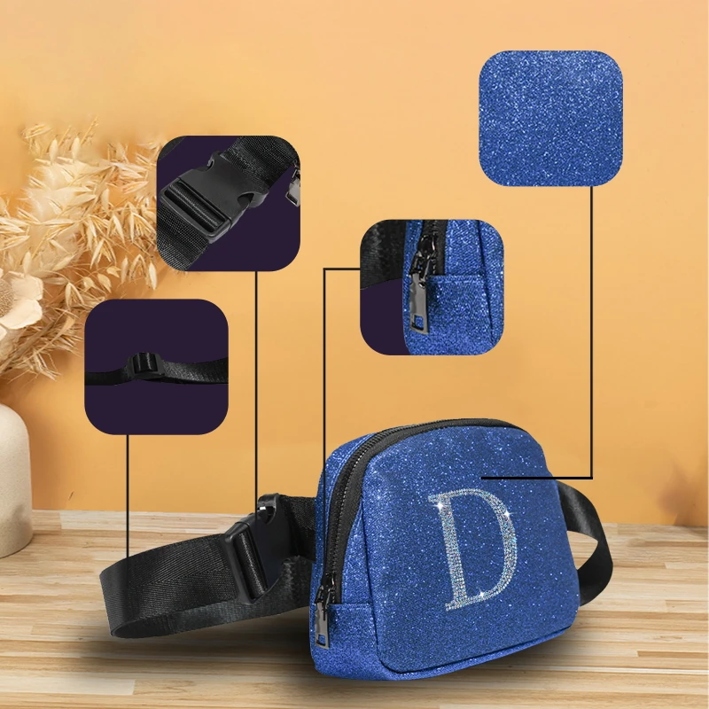 Riñonera deportiva unisex, bolsa de almacenamiento, resistente al agua y a las manchas, colorida, Diamante Azul