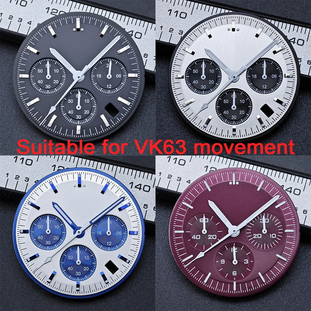 32.5MM Diameter Watch Dial Green Luminous for VK63 Movement Accessories Watch Parts For Wristwatches