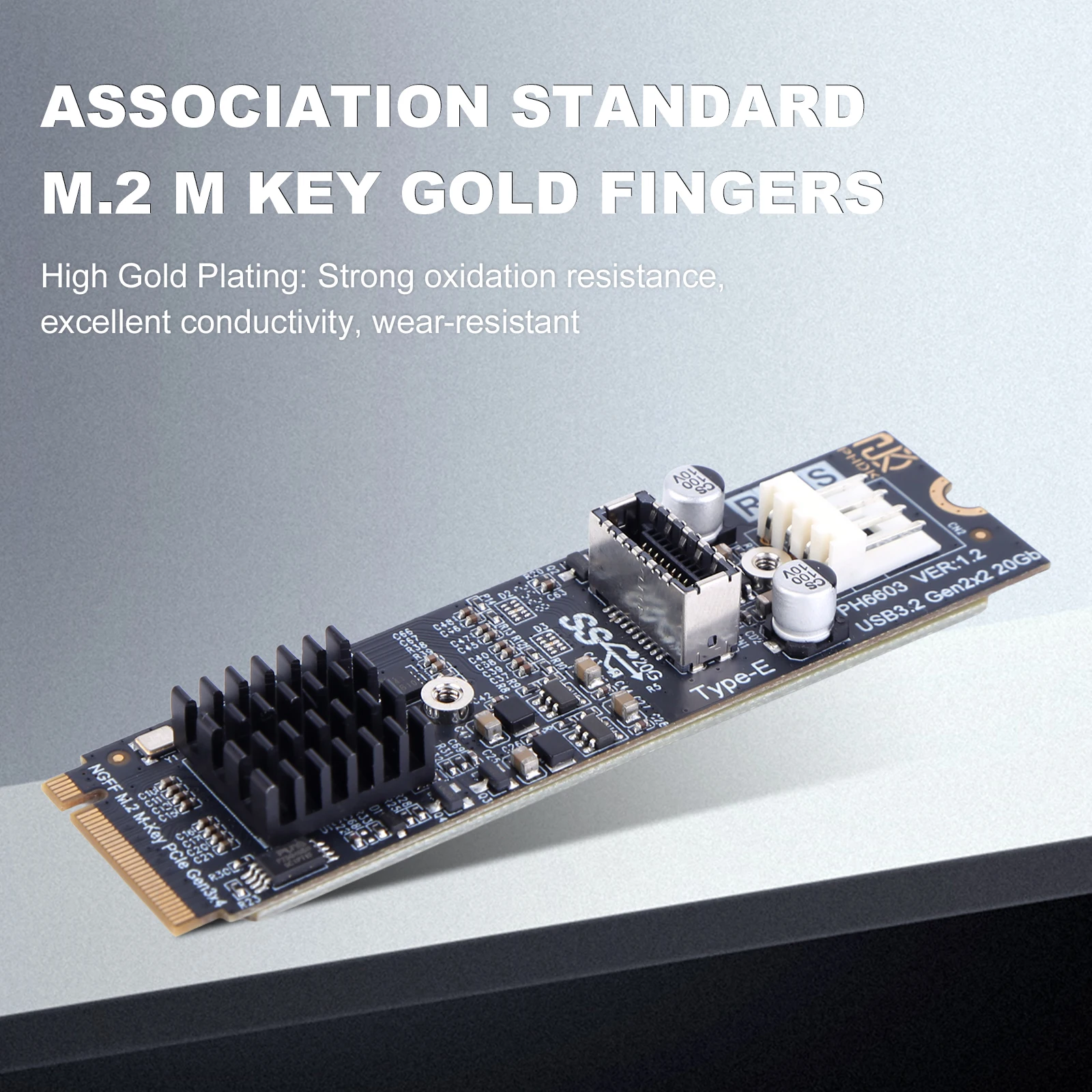 

Карта расширения M2 PCIE NVME с разъемом TYPE E, чипсет ASM3242, M2 M Key PCIe, USB3.2, для настольных ПК