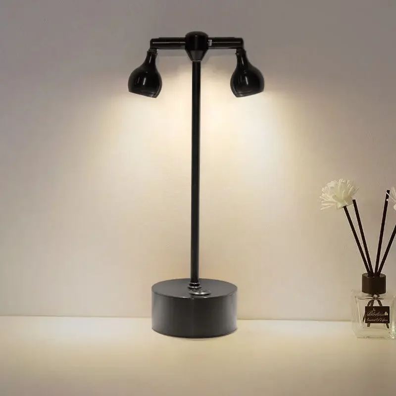 Double-headed bar table lamp, creative modern and simple atmosphere for living room and bedroom decoration, rechargeable type