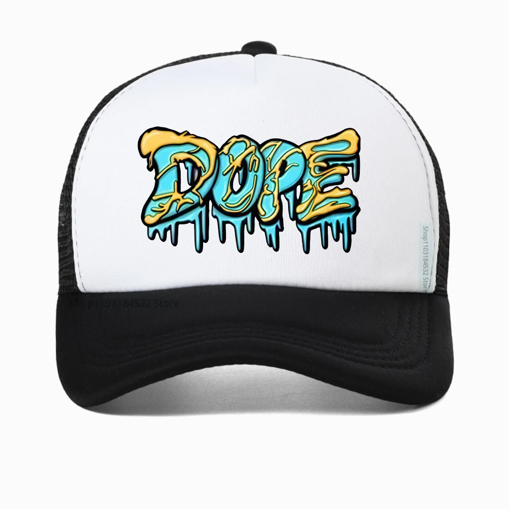 

Модная креативная бейсболка с буквенным принтом DOPE, летняя мужская повседневная дышащая шляпа дальнобойщика, сетчатые регулируемые шляпы Snapback