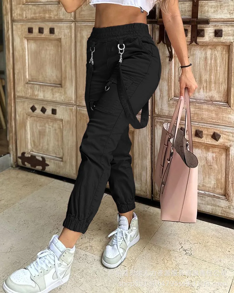 Women's Vintage Wide Leg Trousers Pink Streetwear Casual Cargo Pants Joggers Sweatpants Summer Clothes Y2K Fashion New 2023