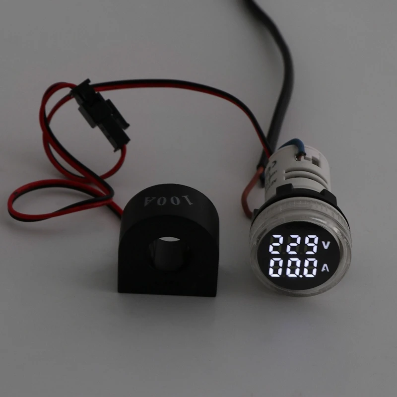 Round Digital Voltmeter Ammeter 2 in 1 50-500V 0-100A Durable