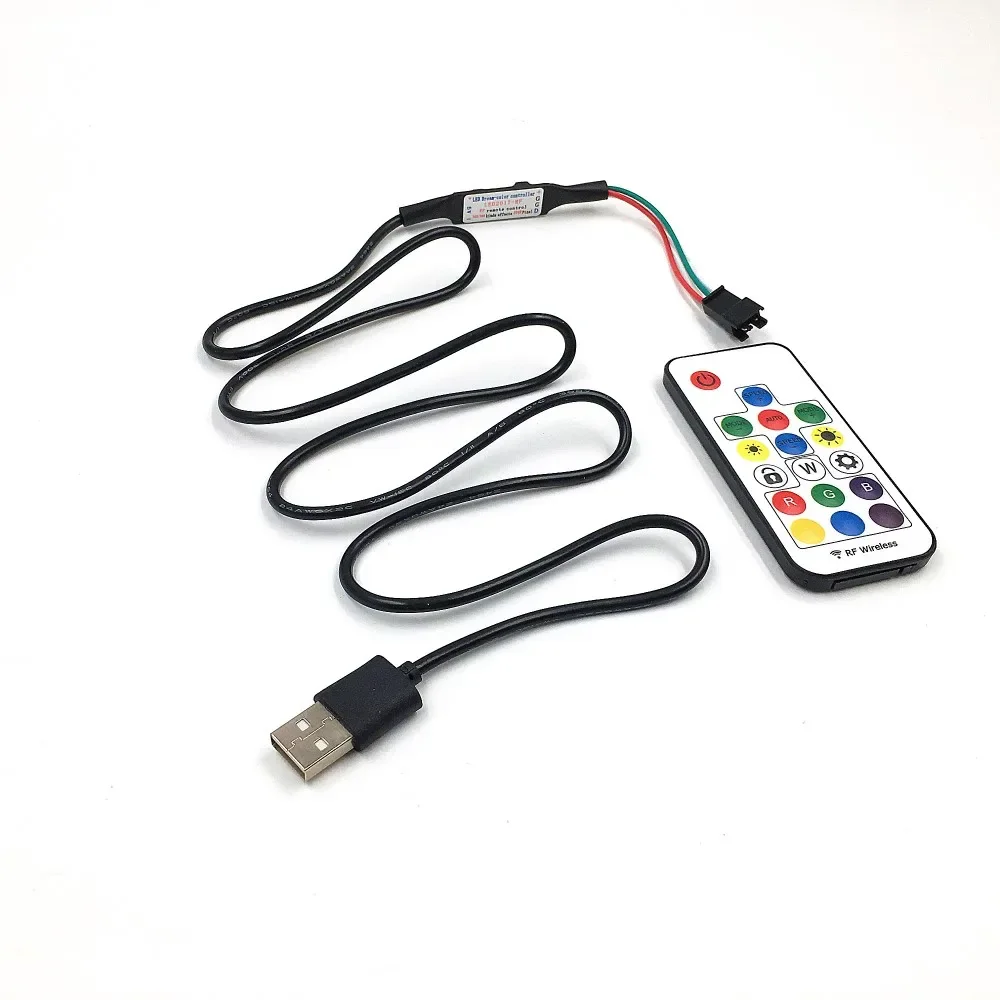 17Key USB Connect Cable for 5V 3 Pin WS2811 RGB Digital LED Pixel Strips with  Button Controller LED dream-color Connector