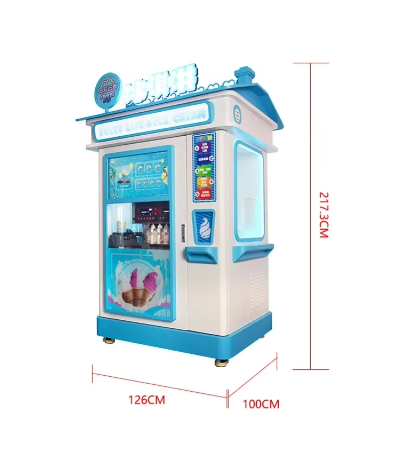 Smart Fully Automatic Digital Touch Screen Ice Cream Vending Machine New Make Outdoor Subway Soft Ice Cream Machine SDK Function