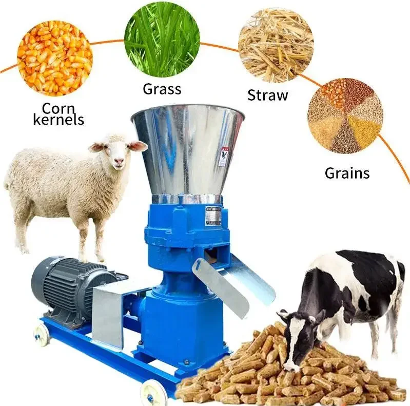 Poultry pig cattle dog goat fish chicken livestock feed pelletizer granulator pellet making machine for animal feeds 1.2 ton/h