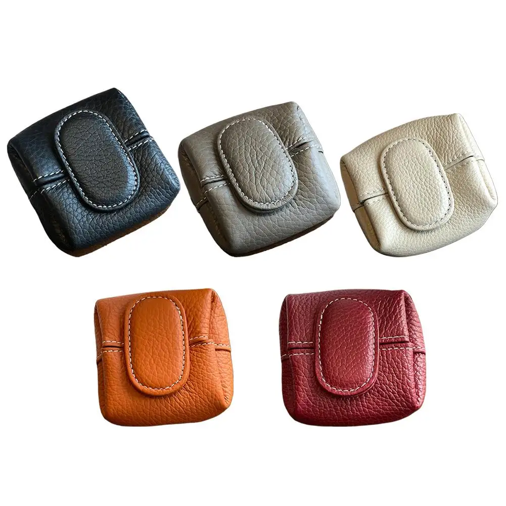 Leather Coin Purse Mini Portable Fashion Woman Wallet Earphone Key USB Storage Bag Creative Cowhide Pouch Christmas Gift ﻿