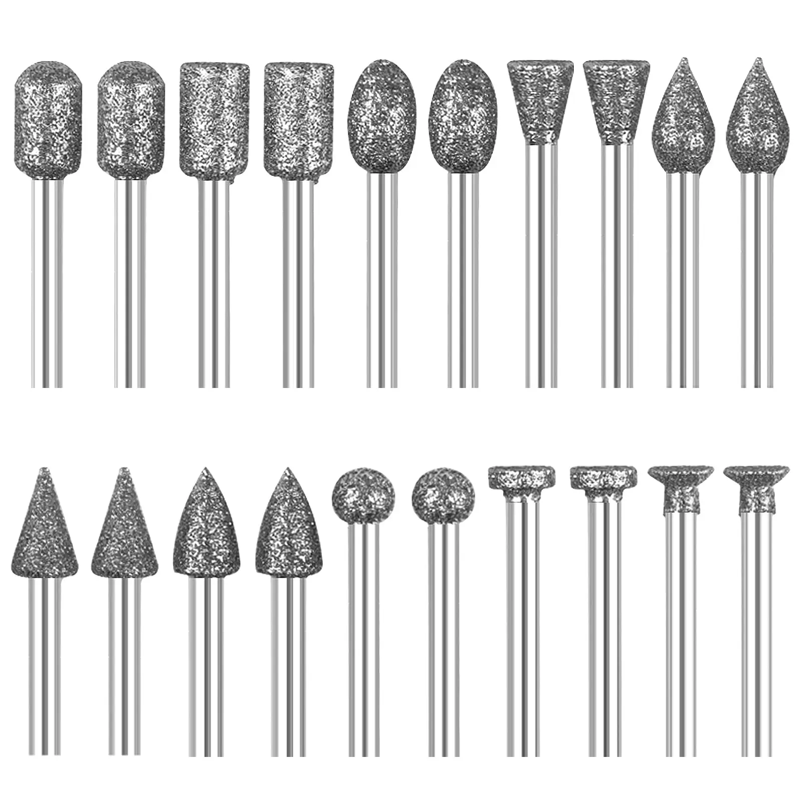 

20pcs Diamond Grinding Head Dremel Rotary Tool Burrs Set Accessories Drill Burr Bits Diamond Rotary Files Burrs Variety Of Shape