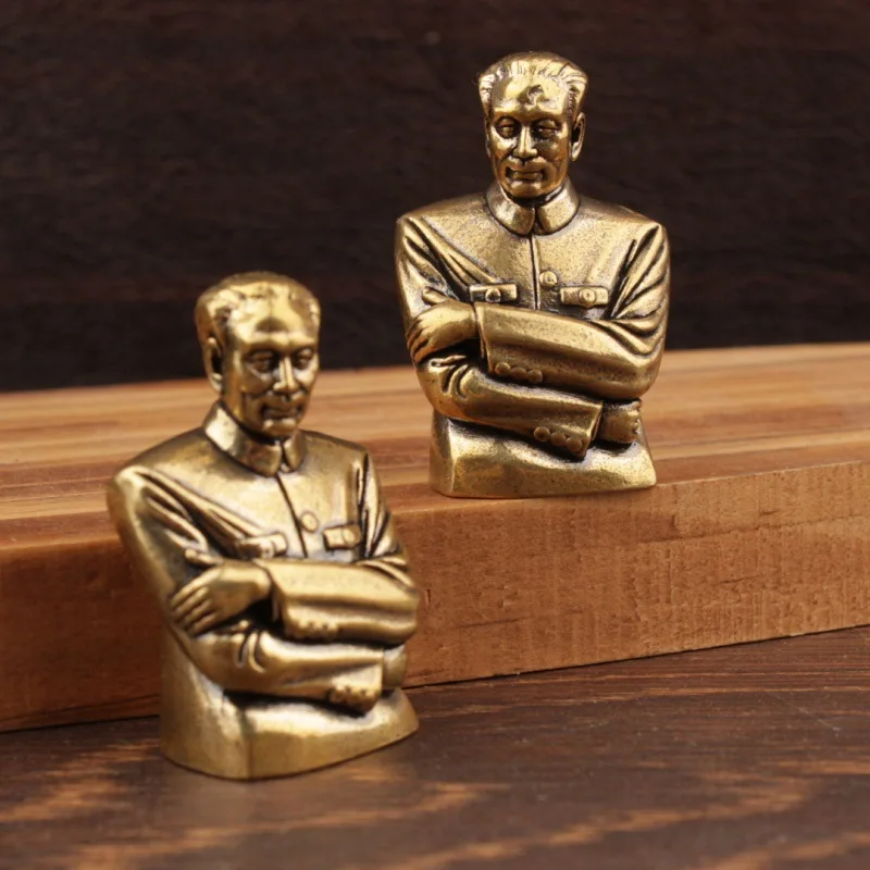 1/2Pcs Living room desktop brass retro ornament *** bust handicraft ornament desktop bronze statue great man